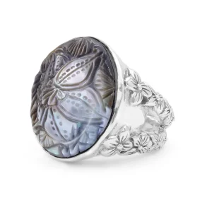 Stephen Dweck Carventurous Hand Carved Mother of Pearl Ring in Sterling Silver< Rings