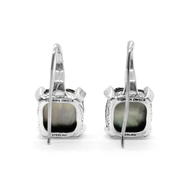 Stephen Dweck Carventurous Hand Carved Mother of Pearl Earrings in Sterling Silver< Earrings