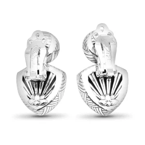 Stephen Dweck Carventurous Silver Pearl Hand Carved Natural Quartz and Mother of Pearl Clip Earrings in Sterling Silver< Earrings