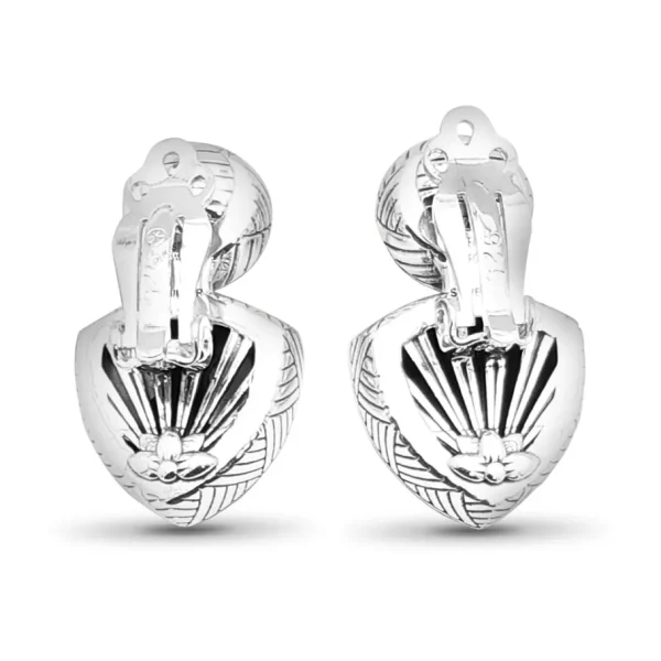 Stephen Dweck Carventurous Silver Pearl Hand Carved Natural Quartz and Mother of Pearl Clip Earrings in Sterling Silver< Earrings