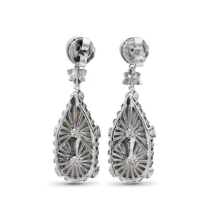 Stephen Dweck Carventurous White Pearl Carved Mother of Pearl Earrings with Champagne Diamonds in Sterling Silver< Earrings