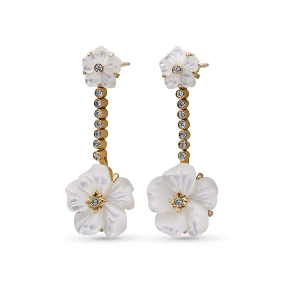 colorbloom_mm_mm_white_mo_1.webp Stephen Dweck Colorbloom 8mm, 14mm White Mother of Pearl Flower and White Diamond 0.20ct Earring in 18K Gold< Earrings