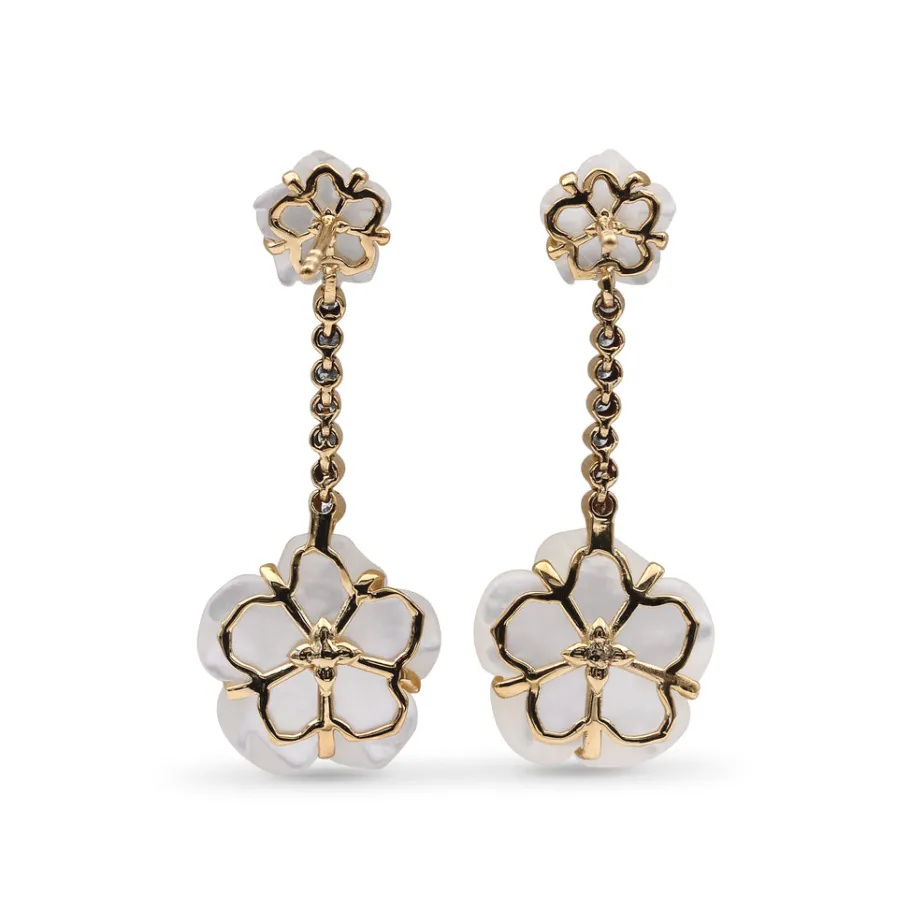 colorbloom_mm_mm_white_mo_2.webp Stephen Dweck Colorbloom 8mm, 14mm White Mother of Pearl Flower and White Diamond 0.20ct Earring in 18K Gold< Earrings