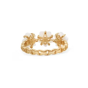 Stephen Dweck Colorbloom 8mm White Mother of Pearl Flower and White Diamond Ring in 18K Gold< Rings