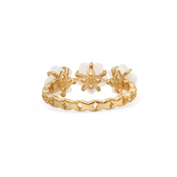 Stephen Dweck Colorbloom 8mm White Mother of Pearl Flower and White Diamond Ring in 18K Gold< Rings