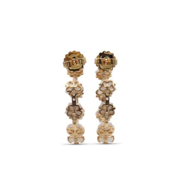 Stephen Dweck Colorbloom 8mm White Mother of Pearl Flower and White Diamond 0.35ct Earring in 18K Gold< Earrings