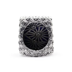 Stephen Dweck Faceted Lapis and Diamond 0.50ct Ring in Sterling Silver with 18K Gold Diamond Pave Adam< Rings