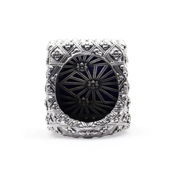 Stephen Dweck Faceted Lapis and Diamond 0.50ct Ring in Sterling Silver with 18K Gold Diamond Pave Adam< Rings