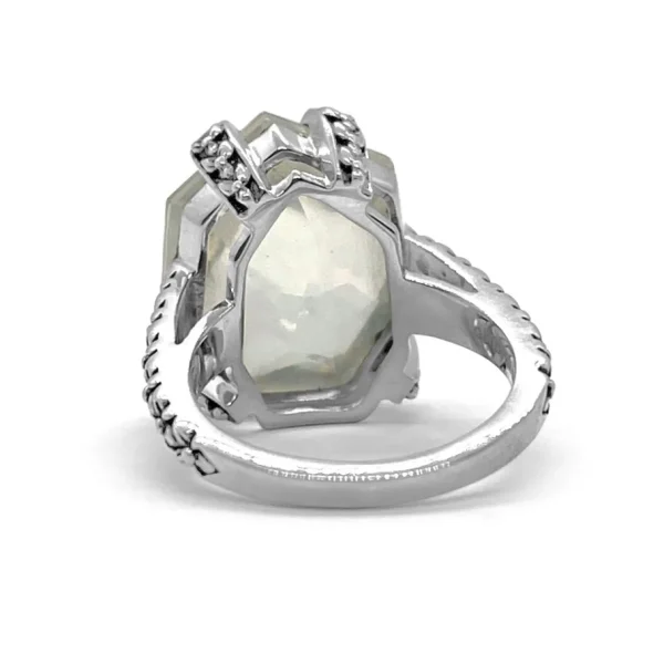 Stephen Dweck Galactical Crystal Quartz and Mother of Pearl Freeform Solitaire Ring in Sterling Silver< Rings