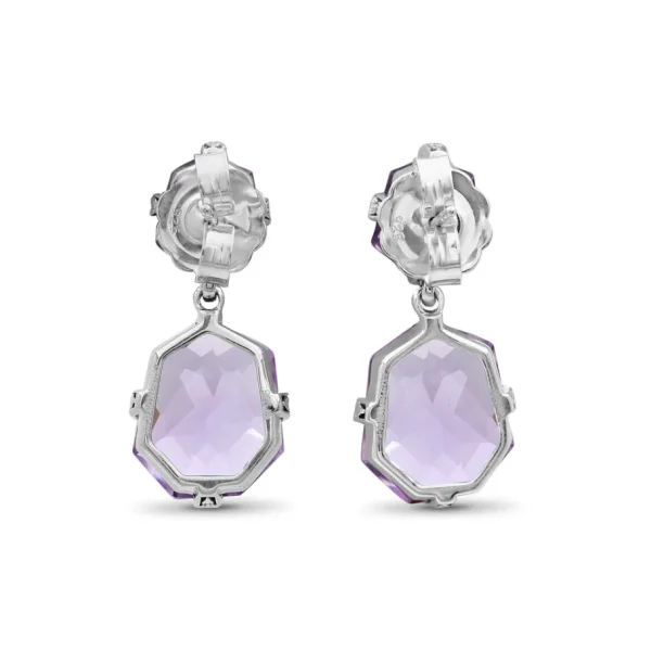 Stephen Dweck Galactical Faceted Galactical Amethyst Double Drop Earrings in Sterling Silver< Earrings