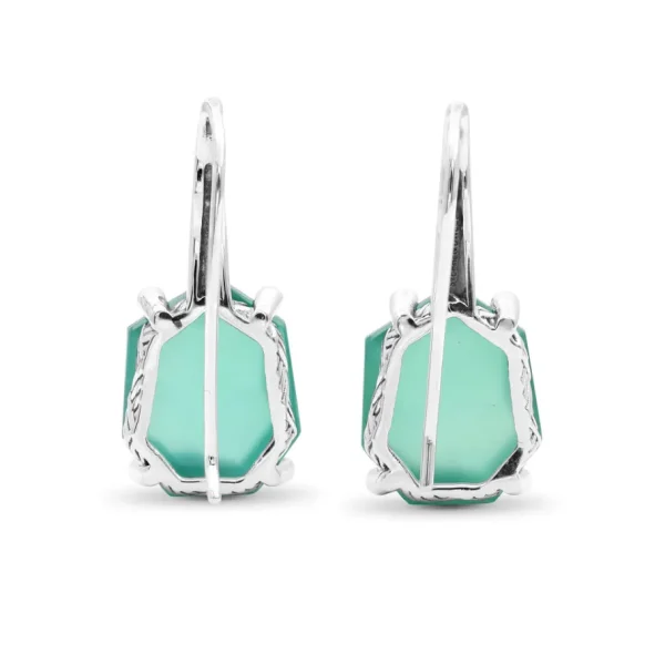 Stephen Dweck Galactical Faceted Natural Quartz Mother of Pearl Agate and Champagne Diamond Earrings in Sterling Silver< Earrings