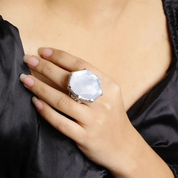 Stephen Dweck Galactical Faceted Natural Quartz and Mother of Pearl Ring in Sterling Silver< Rings
