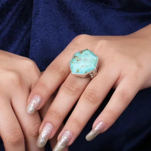 Stephen Dweck Galactical Faceted Natural Quartz and Turquoise Ring in Sterling Silver< Rings