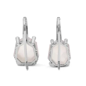 Stephen Dweck Galactical Faceted Rose Quartz and Mother of Pearl and Champagne Diamond Earrings in Sterling Silver< Earrings