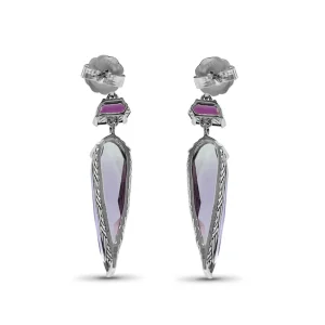 Stephen Dweck Galactical Lavender Moon Quartz and Amethyst Dangle Earrings in Sterling Silver< Earrings