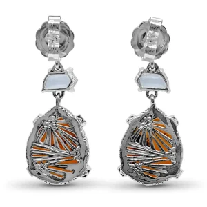 Stephen Dweck Galactical Lavender Moon and Natural Quartz Mother of Pearl and Red Agate Earrings in Sterling Silver< Earrings