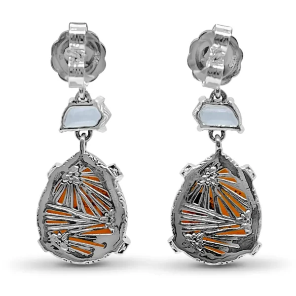 Stephen Dweck Galactical Lavender Moon and Natural Quartz Mother of Pearl and Red Agate Earrings in Sterling Silver< Earrings