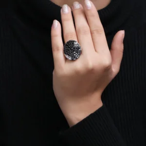 Stephen Dweck Garden of Stephen Black Spinel Pave Ring in Sterling Silver< Rings