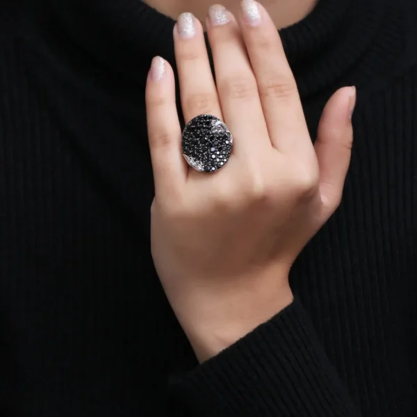 Stephen Dweck Garden of Stephen Black Spinel Pave Ring in Sterling Silver< Rings