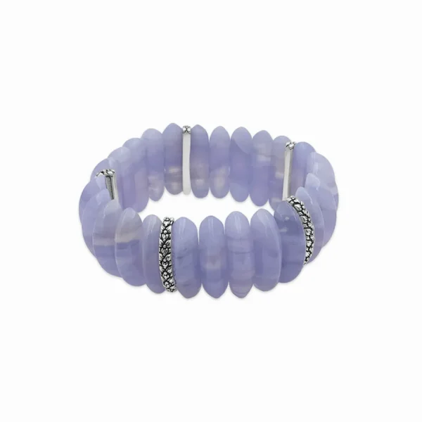 Stephen Dweck Garden of Stephen Blue Lace Agate Marquise Stretch Bracelet in Sterling Silver< Bracelets
