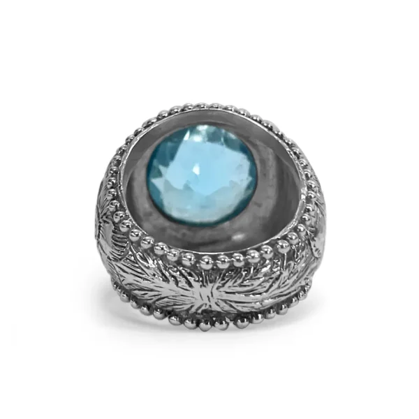 Stephen Dweck Garden of Stephen Blue Topaz Ring in Engraved Sterling Silver< Rings