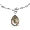 Stephen Dweck Garden of Stephen Faceted Natural Quartz and Abalone Pendant with Sterling Silver Link Chain< Necklace