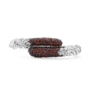 Stephen Dweck Garden of Stephen Faceted Garnet Open and Close Bangle in Sterling Silver< Bracelets