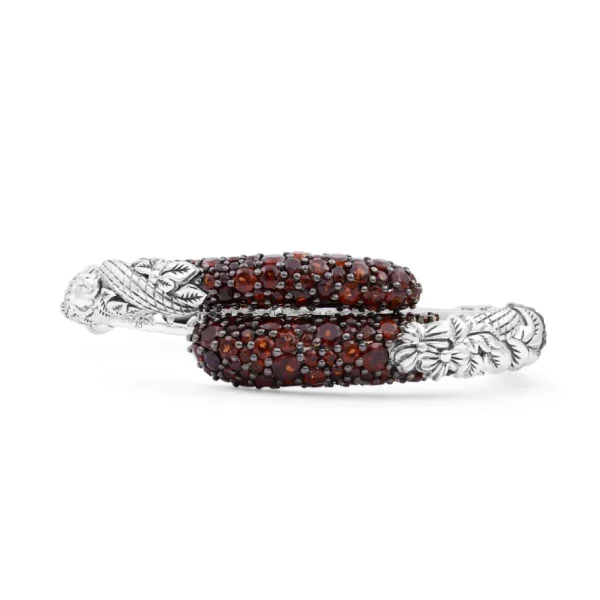 Stephen Dweck Garden of Stephen Faceted Garnet Open and Close Bangle in Sterling Silver< Bracelets