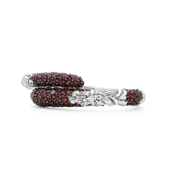 Stephen Dweck Garden of Stephen Faceted Garnet Open and Close Bangle in Sterling Silver< Bracelets