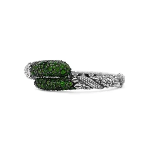Stephen Dweck Garden of Stephen Faceted Chrome Diopside Open and Close Bangle in Sterling Silver< Bracelets
