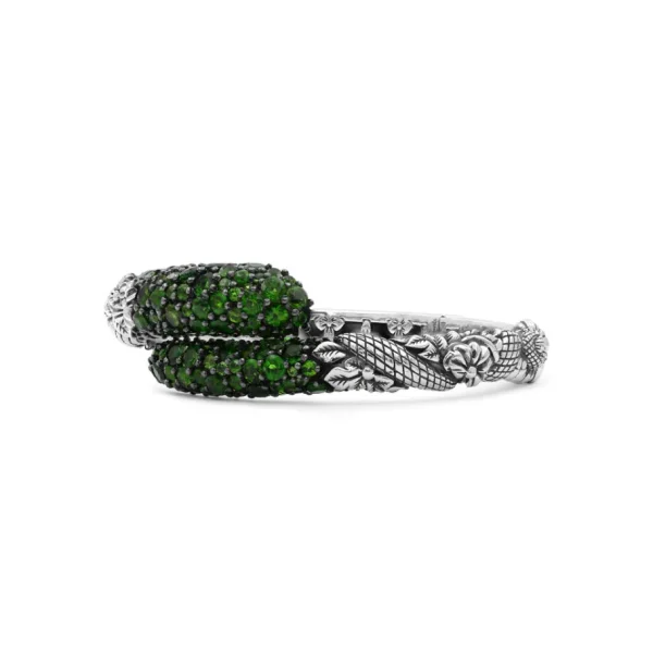 Stephen Dweck Garden of Stephen Faceted Chrome Diopside Open and Close Bangle in Sterling Silver< Bracelets