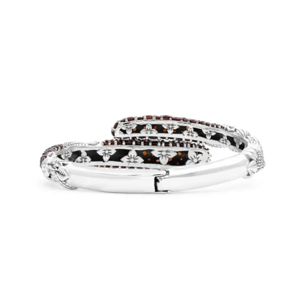 Stephen Dweck Garden of Stephen Faceted Garnet Open and Close Bangle in Sterling Silver< Bracelets
