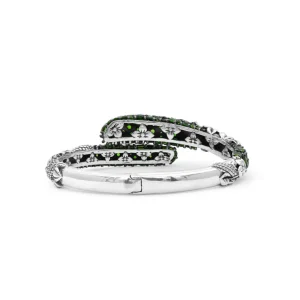 Stephen Dweck Garden of Stephen Faceted Chrome Diopside Open and Close Bangle in Sterling Silver< Bracelets