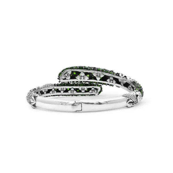 Stephen Dweck Garden of Stephen Faceted Chrome Diopside Open and Close Bangle in Sterling Silver< Bracelets