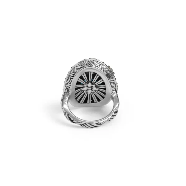 Stephen Dweck Garden of Stephen London Blue Topaz and Rainbow White Moonstone Ring in Sterling Silver< Rings