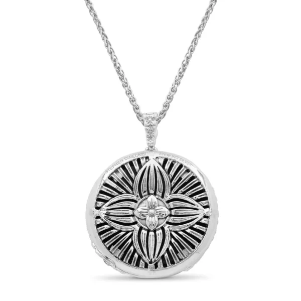 Stephen Dweck Garden of Stephen 38MM Blue Tiger Eye Sterling Silver Pendant< Necklace