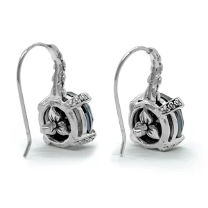 Stephen Dweck Garden of Stephen 12MM Round Faceted Mother of Pearl and Hematite Hook Earring with Engraved Sterling Silver< Earrings