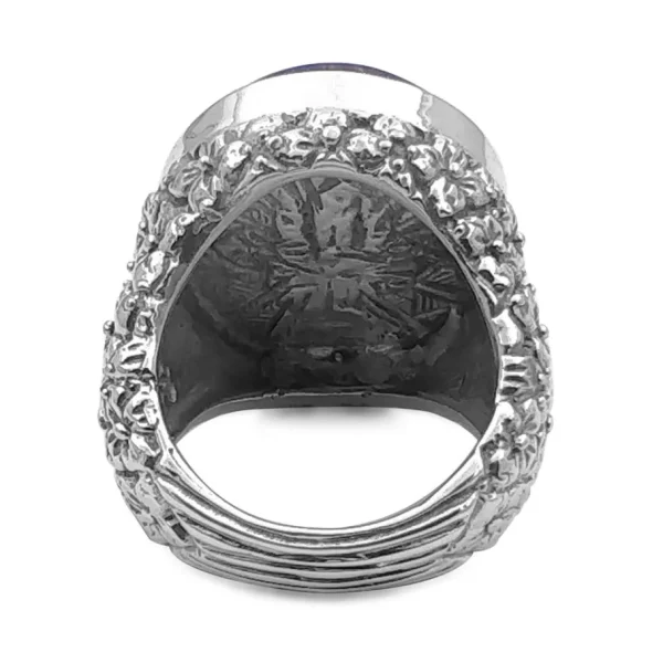 Stephen Dweck Garden of Stephen Oval Medium Amber Cabochon Ring with Engraved Sterling Silver< Rings
