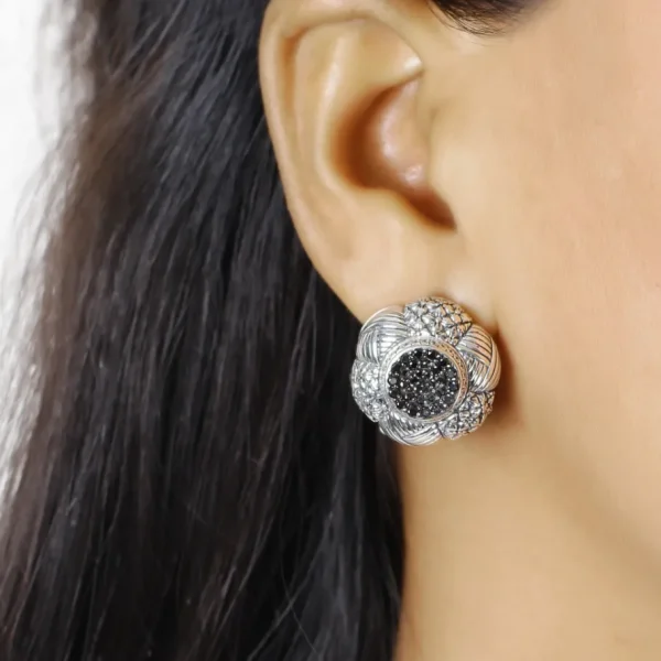 Stephen Dweck Kyoto Black Diamond 1.00ct Earrings in Sterling Silver< Earrings
