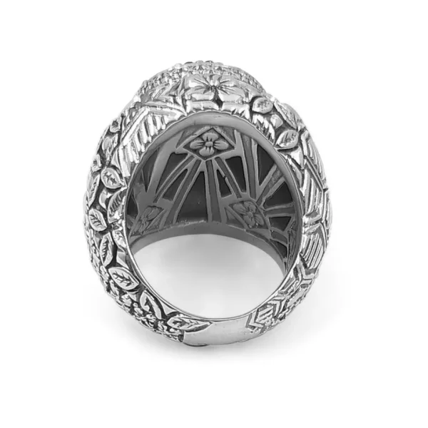 Stephen Dweck Kyoto Black Diamond 0.85ct Engraved Ring in Sterling Silver< Rings