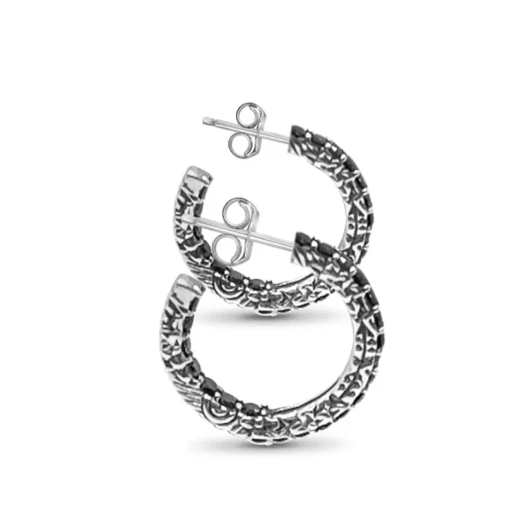 Stephen Dweck Kyoto Black Diamond 1.00ct Hoop Earrings in Sterling Silver< Earrings