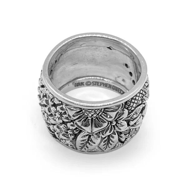 Stephen Dweck Kyoto 0.40ct White Diamond and Sterling Silver Engraved Ring< Rings