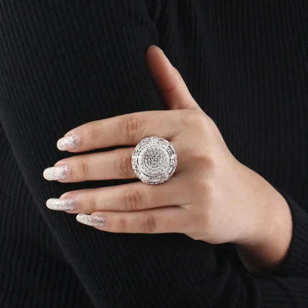 Stephen Dweck Kyoto White Diamond 0.85ct Engraved Ring Sterling Silver< Rings