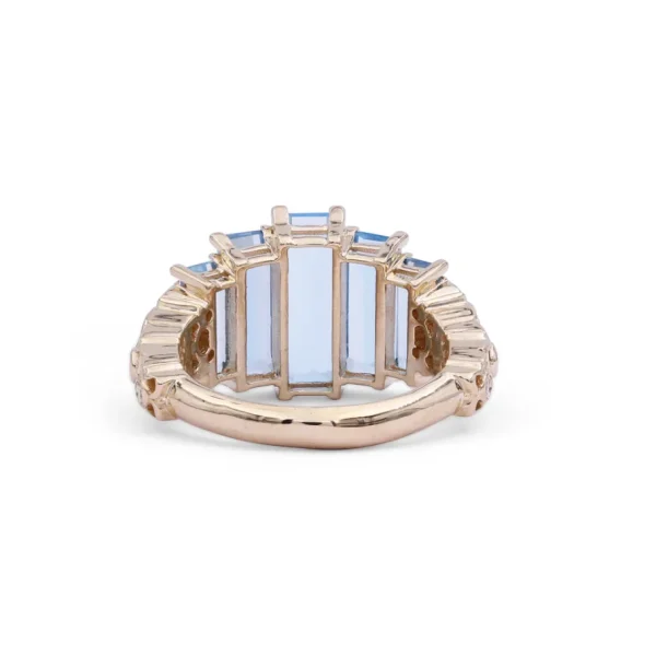 Stephen Dweck Luxury Aurora Swiss Blue Topaz and 0.15ct Diamond Ring in 18K Gold< Rings