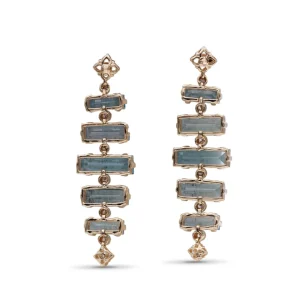 Stephen Dweck Luxury Aurora Swiss Blue Topaz and 0.30ct Diamond Earring in 18K Gold< Earrings