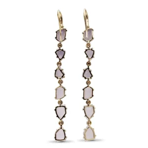 Stephen Dweck Luxury Galactical Lavender Moon Quartz and Diamond 0.35ct Earrings in 18K Gold< Earrings