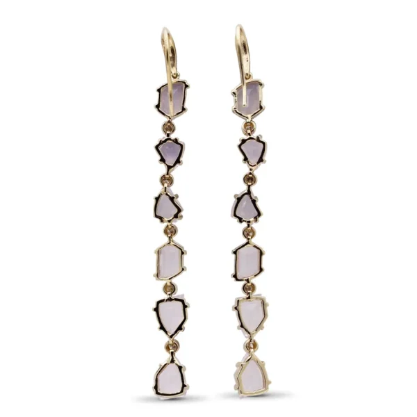 Stephen Dweck Luxury Galactical Lavender Moon Quartz and Diamond 0.35ct Earrings in 18K Gold< Earrings
