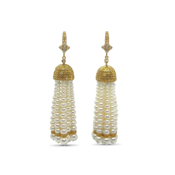 Stephen Dweck Luxury Pearlicious White Pearl and Diamond 0.35ct Earring in 18K Gold< Earrings
