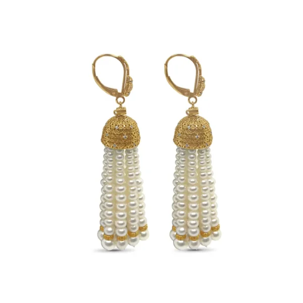 Stephen Dweck Luxury Pearlicious White Pearl and Diamond 0.35ct Earring in 18K Gold< Earrings