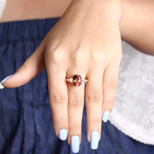 Stephen Dweck Luxury Pink Tourmaline and Diamond 0.20ct Ring in 18K Gold< Rings
